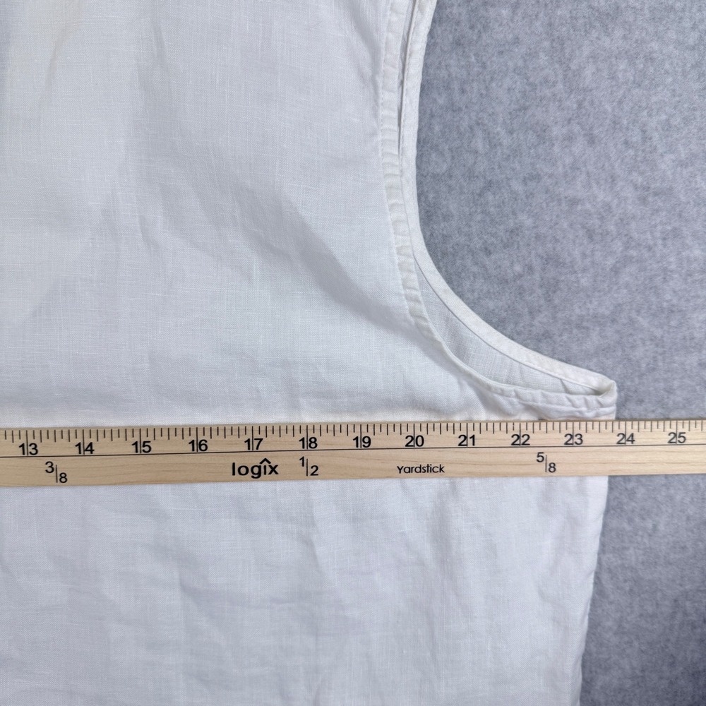 Linen Tunic Womens XL White Sleeveless Asymmetric Layered Hem Top Multiples - Picture 10 of 12